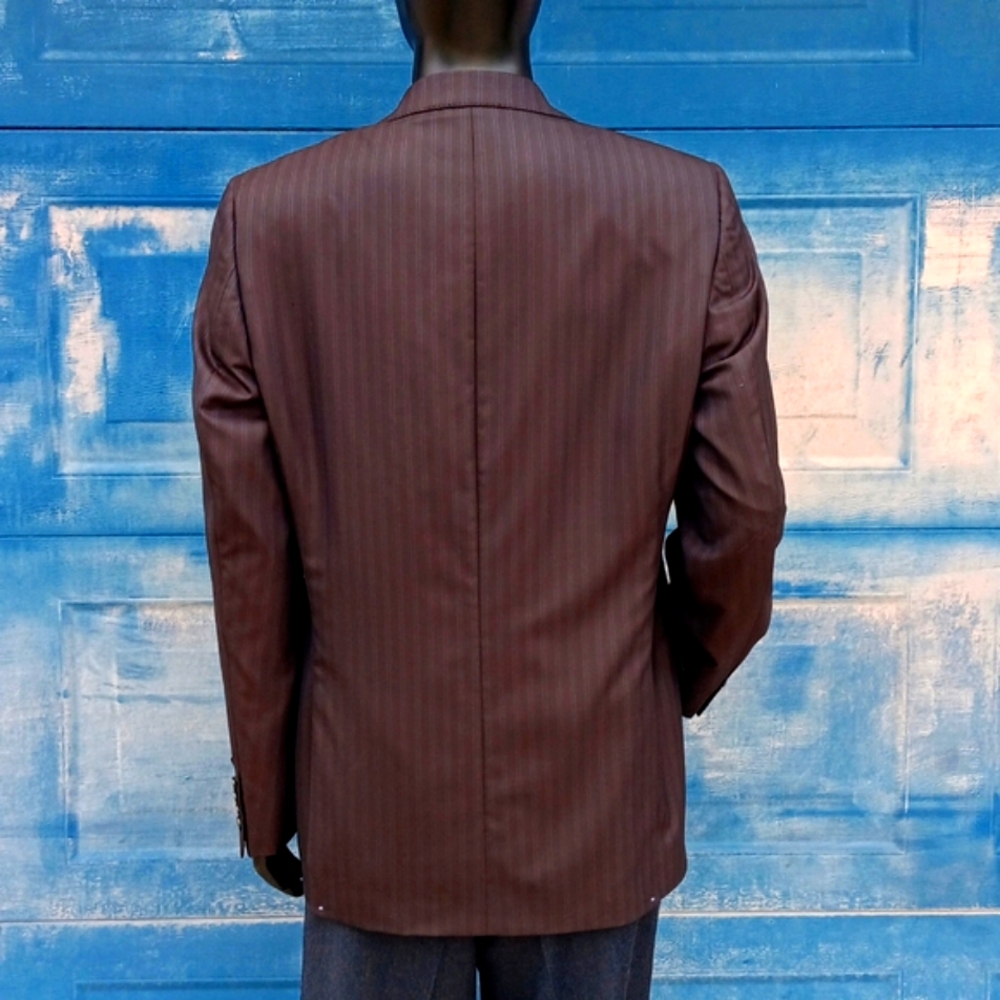 SAKS 5th Avenue Black Slim Fit Dual Stripe Blazer w/ (Ermeneglido Zenga Fabric) - Picture 12 of 17